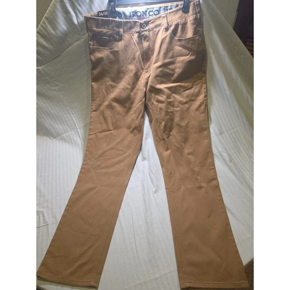 Iron Co New York NY Classic Comfort Straight Leg Flexible Waist Pants 34x32 Mens